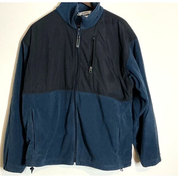 Columbia Jacket Men's Size XL Full Zip Denali Black Blue Collared Long Sleeve - Picture 1 of 6